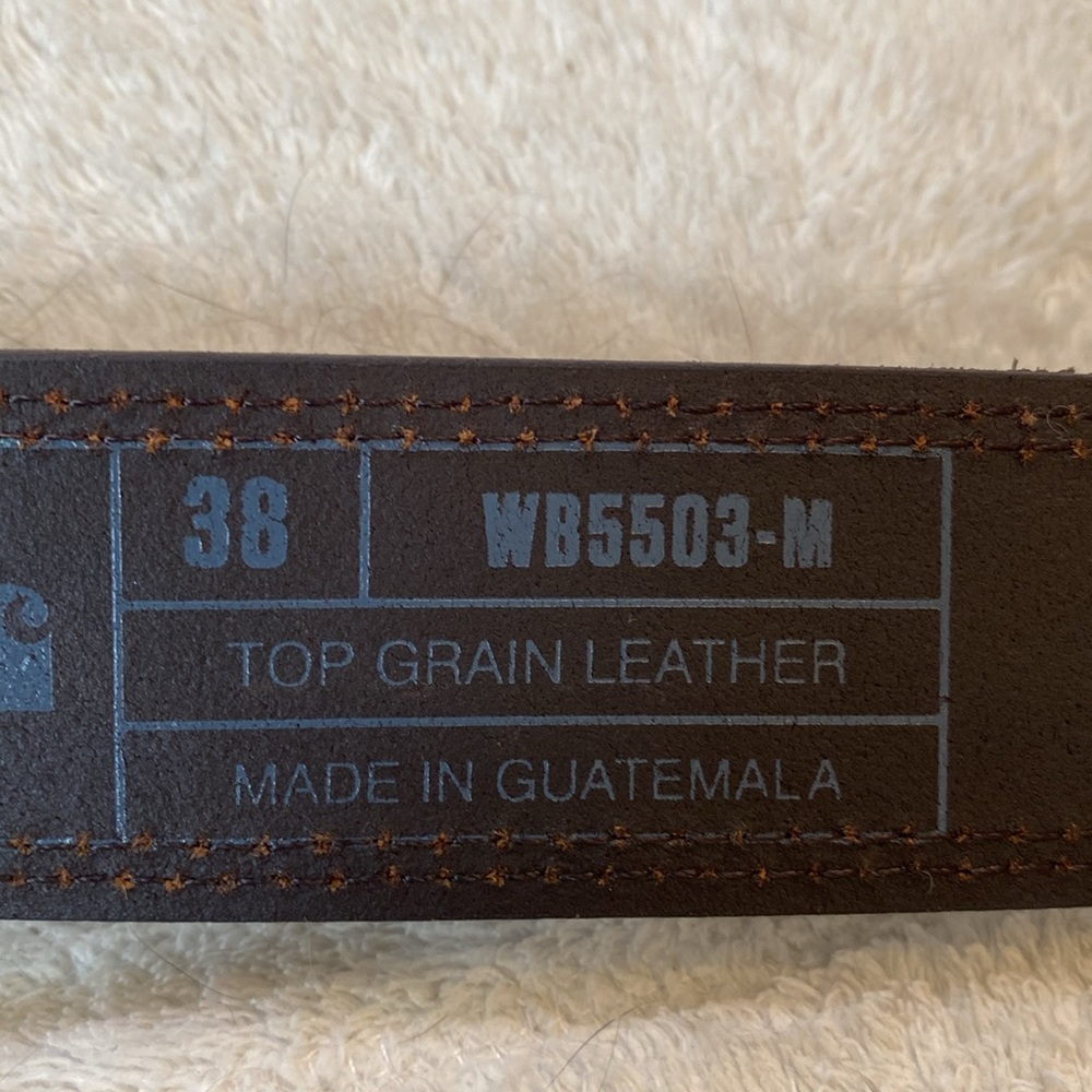 Carhartt Brown Leather Belt with Gold Buckle - Picture 7 of 10